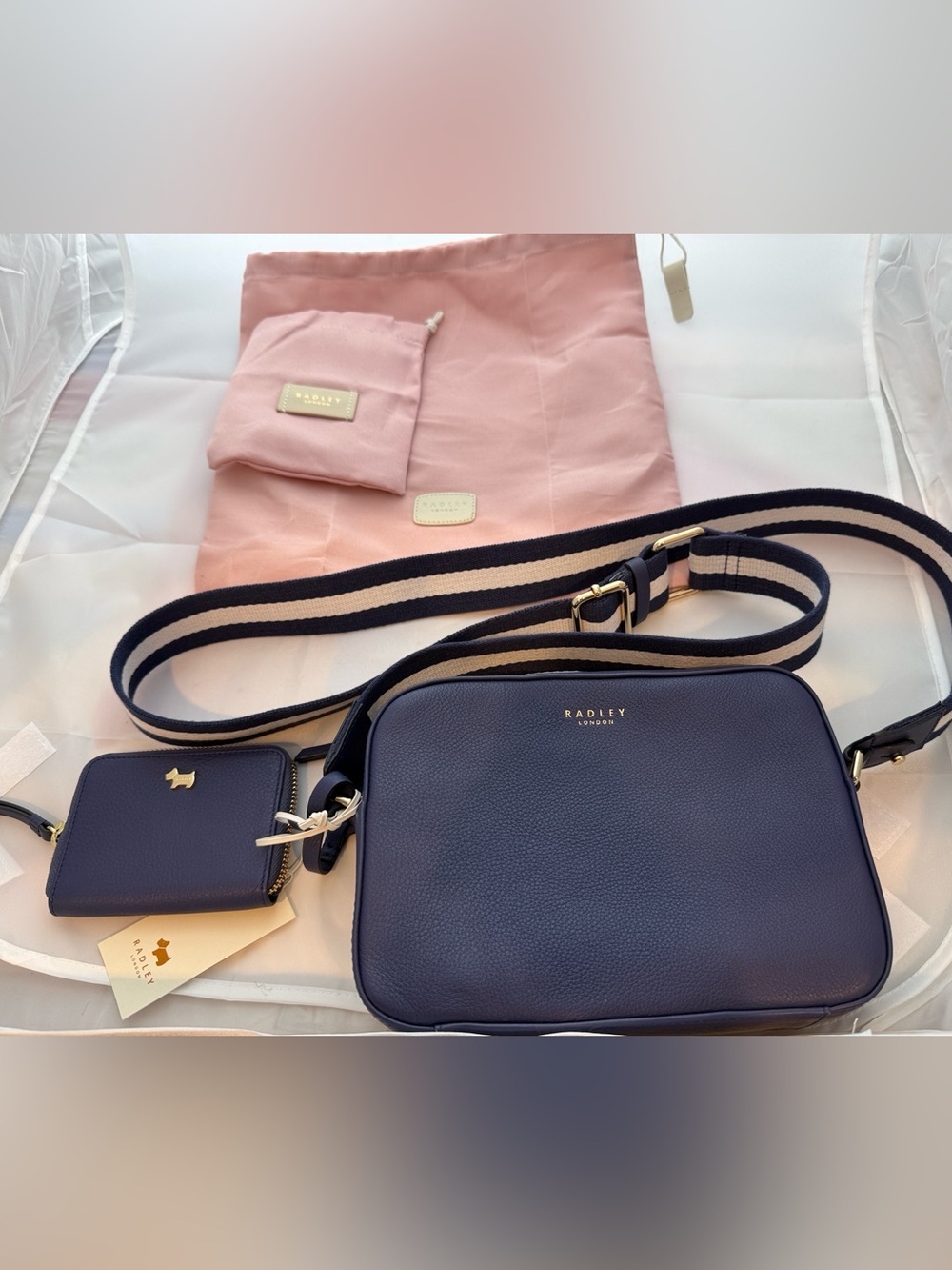 Radley London Spitalfields Row Crossbody Bag and Wallet Blue NWT